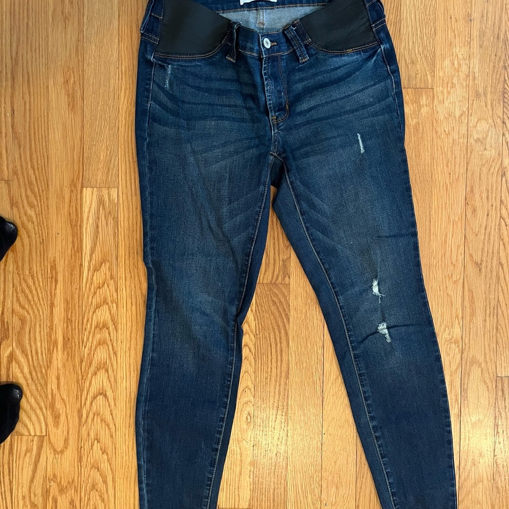 PinkBlush Blue Dark Wash Slightly Distressed Skinny Jeans